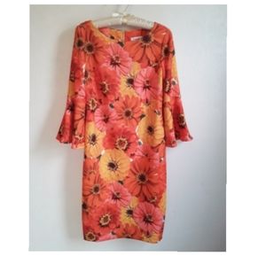 Calvin klein floral print flared sleeve dress 10
